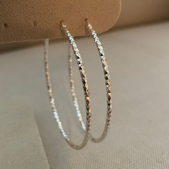 NWT Sandra Diamond Cut Hoops 50mm // Sterling Silver - Picture 2 of 5